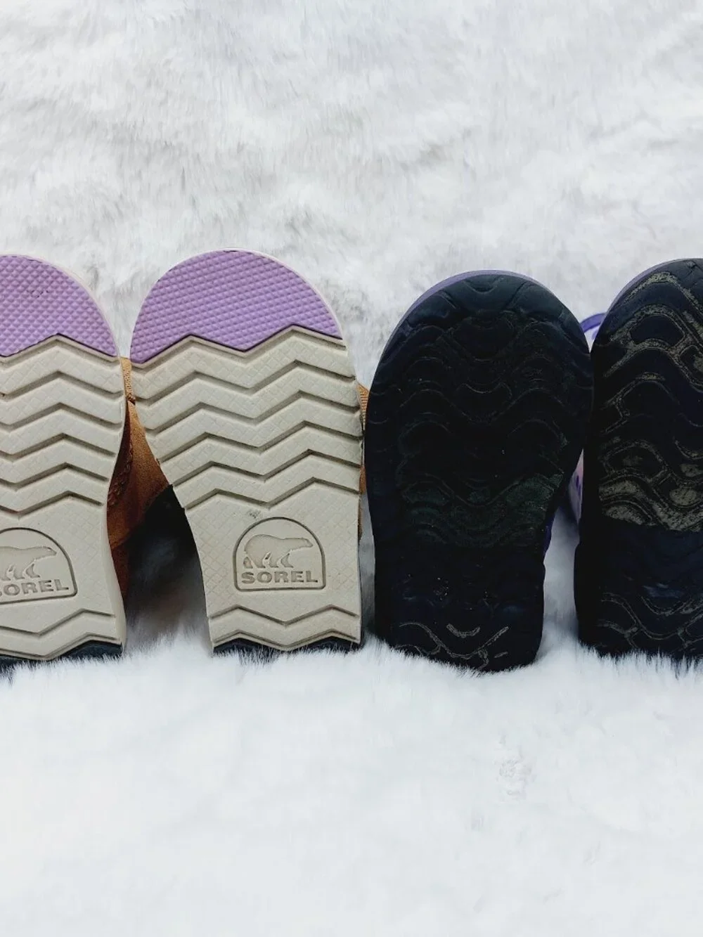 Set of 2 Sorel Bogs Girl's Brown Purple Suede Waterproof Ankle Snow Boots Size 8